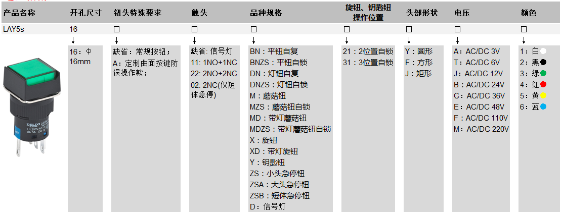 LAY5s-16按钮指示灯产品详情